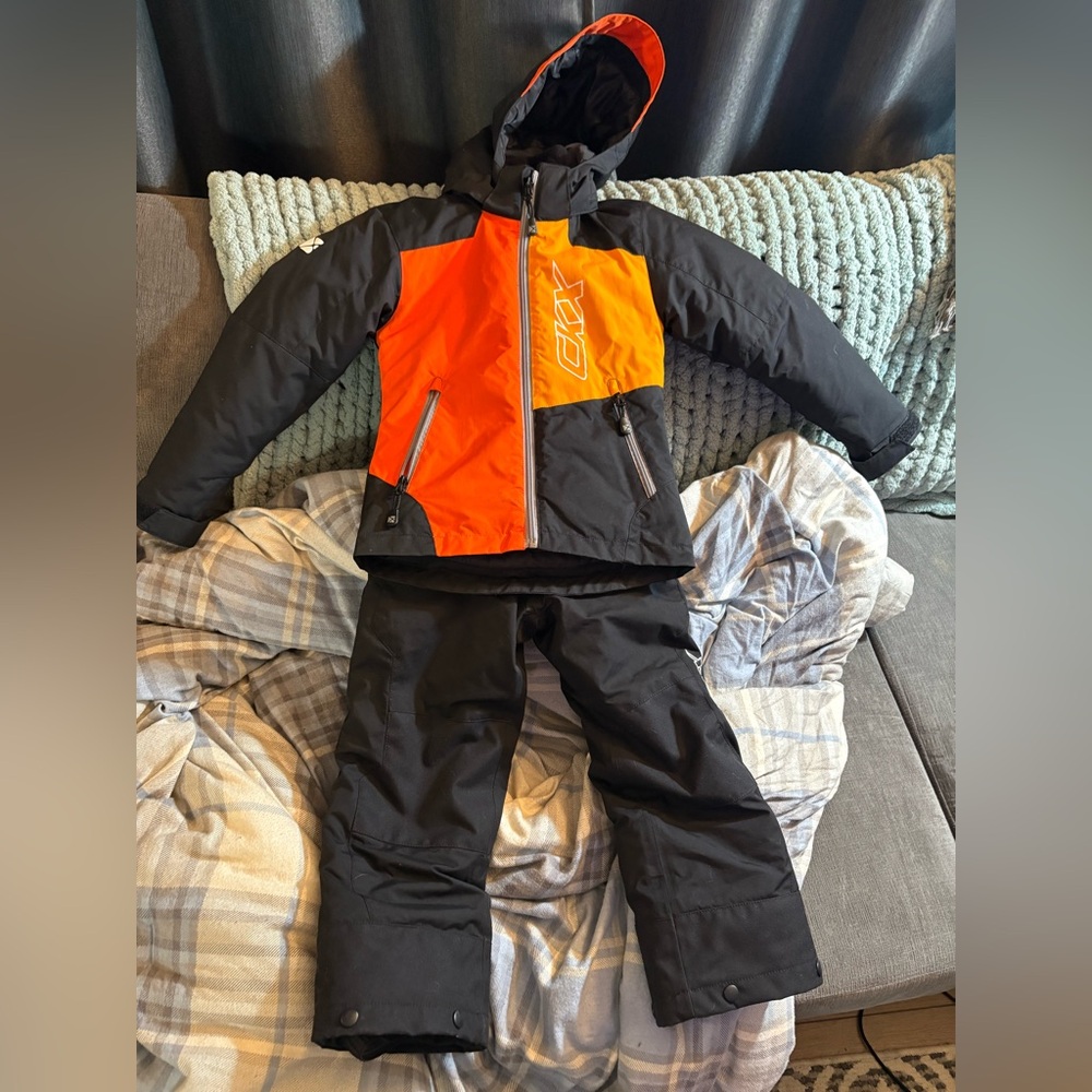 Kids CLX Orange and Black Ski Jacket and Pants Set. Worn once